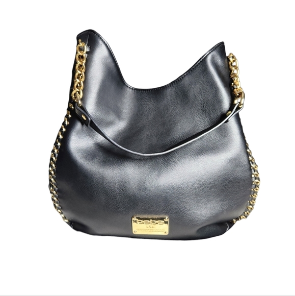 Bebe shoulder bag black with gold trim EUC - Picture 5 of 12